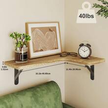 Tomnk 5/6pcs Corner Floating Shelves, Bookshelves, Rustic Wood Wall Mounted Corner Shelf, Wall Decor, Room Decor, For Bathroom, Kitchen, Bedroom, Home Decor, Laundry Room, Living Room, Spring Decor - 彩色 - 查看 3