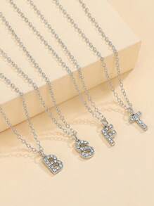 1 件时尚简约 24 个字母合金锆石项链，适合男士、女士、情侣日常佩戴 - A3120 - 查看 5