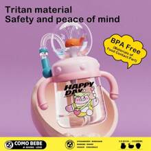 [COMOBEBE]Spill-Proof Tritan Whale Fountain Sippy Cup, 10oz Unique Drinkware For Kids. Perfect Gift For Everyday Drinks And Fun Hydration - 粉色 - 查看 5