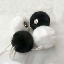 4-Piece Set Rabbit Tail Costume Props, Cute Bunny Girl Role-Playing Props, Stage Performances, Party Costumes And Accessories, Pom-Pom Pin Style And Elastic Band Style, Perfect Gift For Family And Friends Halloween