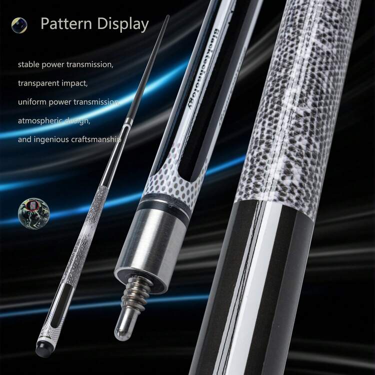 1 支 13 毫米高品质台球杆，配有蜥蜴皮纹手柄，由复合碳和玻璃纤维制成，坚固耐用，是父亲节或新年的理想礼物 - 黑與白 - 查看 6