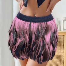 Women's Artificial Feather Mini Skirt, Polyester Feather Skirt For Family Party, Gothic Rave, Prom, Cocktail, Evening Dress, Lovely Short Skirt, Suitable For Spring, Summer, Autumn, Winter - Multicolor - View 16