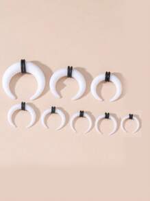 7pcs/Set Fashionable Transparent Invisible Acrylic Stretching Earplug Horn Shaped Ear Gauges