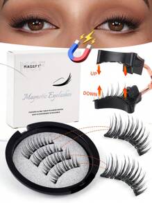 MAGEFY Bộ 1 cặp mi từ tính - Mi giả tự nhiên có thể tái sử dụng kèm dụng cụ gắn mi, mi giả chồn 8-12mm dùng hàng ngày, không thấm nước, mi truyện tranh không cần keo, kiểu đuôi nhọn kiểu truyện tranh, đuôi mắt dài giúp cả hai mắt to hơn, mi giả mềm mại dùng hàng ngày, mi manga, vật dụng thiết yếu khi đi du lịch, mi giả, lông mi giả, lông mi giả - Lông mi  mắt mèo - Xem 12