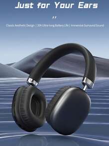 黑色无线耳机，带麦克风，强劲低音，记忆海绵耳罩，HiFi音质，轻巧可折叠，适合健身、看电视、旅行、居家办公等多种场合。 - 彩色 - 查看 5