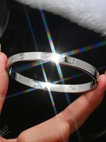 1pc/2pcs/3pcs Stainless Steel Bracelet Men And Women's Four Seasons Personalized Design Heart Zirconia Bracelet Jewelry Accessories Gifts, Jewelry Gold Jewelry Jewelry Women Bracelets Accessories Women Stainless Steel Jewelry Bracelets For Women Western Jewelry