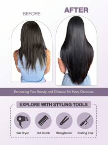 PU夹式接发，真人发，雷米发，1B自然黑直发，隐形PU夹式接发，真人发接发 - 彩色 - 查看 10