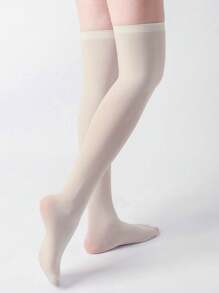 1 Pair Multi-Color Velvet Over-The-Knee High Socks, Fashion & Versatile, Spring And Autumn