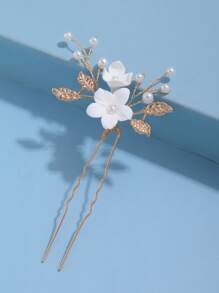 1pc Handmade Clay Flower Crystal Simple & Cute Hair Clip, Suitable For Spring, Wedding, Daily And Other Occasions