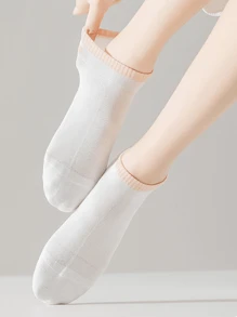 3 Pairs Women's Simple Versatile Contrast Heart Ankle Socks Mesh Hollow Design Comfortable Breathable Summer Socks - Multicolor - View 5