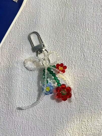 1 chiếc móc khóa điện thoại đính hạt cườm nhiều màu sắc thời trang cho phụ nữ tai nghe nhỏ và mặt dây chuyền túi xách phong cách ngọt ngào nơ mùa hè