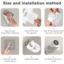 3 件防钻壁挂支架，适用于安全摄像头、婴儿监视器、扬声器等，通用支架，粘合力强，安装简便，无杂乱，无螺丝（白色，透明） - 白色 - 查看 5