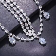 1 pièce Chaîne de tête multicouche style bohème avec strass, bijou de front en cristal goutte d'eau, accessoires de cheveux à gland avec cubic zirconia artificiel, nouveautés européennes et américaines, bijoux de tête, bijoux de cheveux