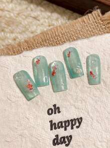 1 件闪光日本锦鲤美甲贴纸 - 海洋主题金鱼贴花，自粘式美甲装饰，适用于美甲饰品、DIY。