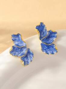 2pcs White Geometric Floral Earrings - Casual Elegant Luxury Design Women Earrings