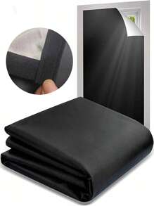 Cortinas opacas, tela opaca negra y plateada, adecuada para guardería, dormitorio, dormitorio universitario, viajes, con adhesivo doble cara
