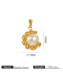 1PC Stainless Steel Fashion Casting Can Rotate Faux Pearl Pendant Gold Plated DIY Necklace Pendant Accessories Fashion Accessories