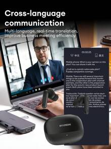 HYUNDAI TOUR-MAX7 AI Smart Bluetooth Headphones, Multilingual Smart Translator, Black Semiinear Earphones, Business Office Simultaneous Interpretation, Cross-Language Face-To-Face Communication Meeting Recording Assistant, High-Quality Sound, Long Battery Life, Wireless Earbuds - Black - View 6