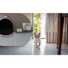 Omega Paw NRA15-1 caja de arena de limpieza automática Roll 'n Clean, regular, peltre