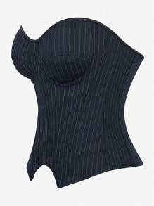 Overbust Corset Top Bustier Striped With Cups, Strapless Women Tight Shapewear Bodysuits For Slim Figure, Suitable For Costume Ball, Party, Formal Occasion