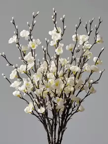 3/5/8/10/12/30 pièces Fleurs artificielles Prunier blanc Faux Wintersweet Tige longue Fleurs en plastique Décoration de maison, hôtel, bureau, mariage, fête, jardin Fleurs artificielles Remplisseur de vase en herbe artificielle Décoration d'intérieur