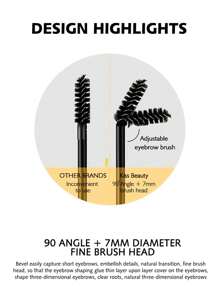 PEIEN 1 件装 3D 塑形自然持久防晕染眉毛凝胶带眉刷，防水速干，打造浓眉造型，欧美风格 - 無色 - 查看 5