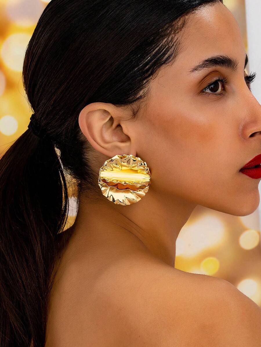 2 件优雅时尚纹理几何耳钉，适合女士日常佩戴