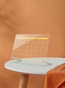 1 pièce Tableau mémo effaçable de bureau, planificateur hebdomadaire/mensuel en acrylique doré, tableau d'écriture de rappel de bureau, décoration de bureau, tableau mémo en acrylique transparent de 2 mm