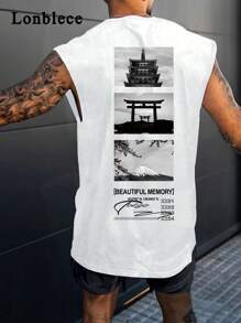 Lonblece Men's Sleeveless Tank Top Brand Elements Casual Sports Summer - White - View 1