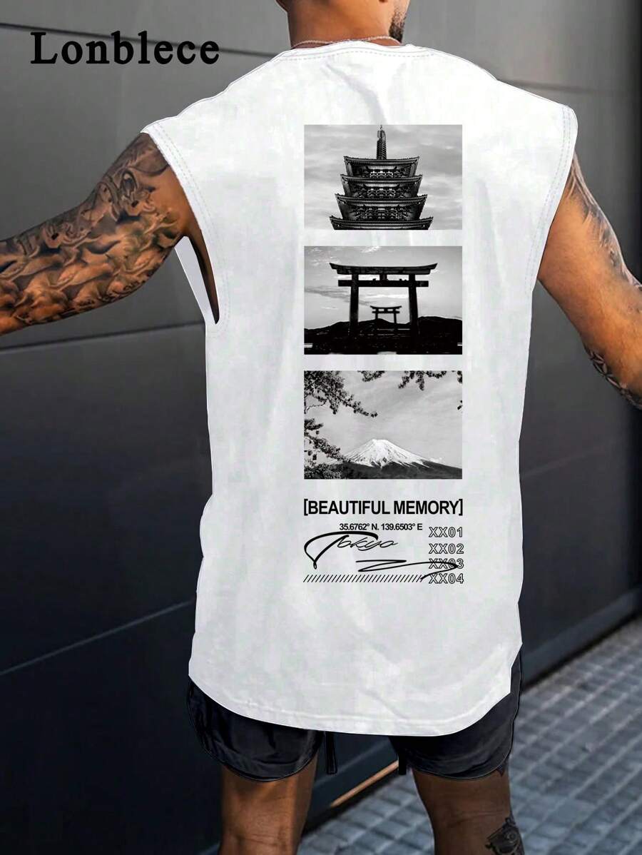 Lonblece Men's Sleeveless Tank Top Brand Elements Casual Sports Summer - White - View 1