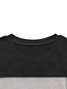 Striped Colorblock Print Long Sleeve Sports Suit, Sweatshirt And Sweatpants Set Black Spring - Black - View 6