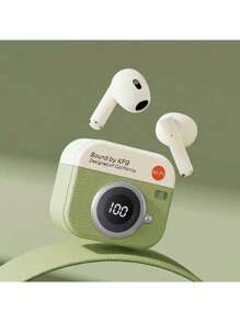 Q86 复古相机形状无线蓝牙耳机智能降噪耳塞运动入耳式游戏耳机 TWS 适用于所有智能手机入耳式低音 TWS - 彩色 - 查看 6