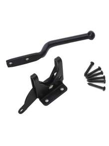 1 set de Loquet de porte en acier au carbone chromé à charnière longue, Loquet de porte de clôture autoverrouillant à levier de gravité automatique pour porte de clôture en bois, Gâches de porte de clôture (1 levier de verrouillage + 1 tête de verrouillage + 6 vis), Ensemble de serrure de charnière de clôture en acier au carbone - Goupilles en fer argenté, Loquet de jardin et de porte à usage multiple avec vis incluses, Loquet de portail automatique avec boulon pour clôture de pâturage, jardin, Clapet de rattrapage automatique en acier au carbone pour fourniture de matériel de clôture de jardin
