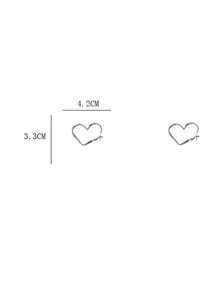 1 par de aretes con diseño de corazón, de diseño a la moda, versátiles y apropiados para mujeres - Plateado - Ver 4