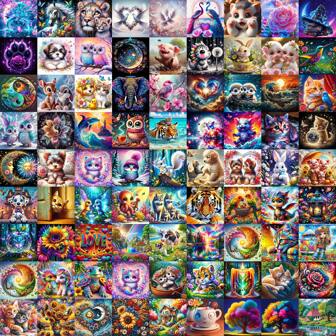 10/20/30pcs DIY Diamond Painting Kits, Suitable For Beginners, Small Size Diamond Painting, Full Drill Cartoon Animal & Landscape Pattern, Home Decoration, 20x20cm/8x8inch Random Pattern Displayed In Main Image