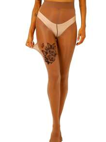 1 双丝滑马油无缝连裤袜，适合大码女士，闪亮极光独特性感图案设计，时尚日常穿着