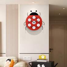 1pc 12-Inch Silent Ladybug Wall Clock, Wall Hanging Decor, Crafts, Suitable For Bedroom, Home, Dorm, Bathroom, Home Decoration, Room Decoration, Office Decoration, Wall Clock, Holiday Gift, New Home Decor