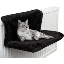 Cozy Thermal Pet Bed - Removable Washable Grey Radiator Cat/Dog Bed For Small Pets, Space-Saving Winter Warm Bedding With Non-Slip Base - Black - View 1