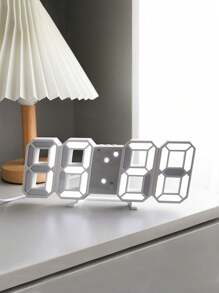 1 pièce Horloge réveil LED 3D numérique avec veilleuse, silencieuse, horloge électronique simple, horloge de bureau, horloge murale à brancher, ornement de bureau d'ordinateur, ambiant, horloge numérique 3D lumineuse, décoration de veilleuse pour chambre à coucher, salle de jeux e-sports