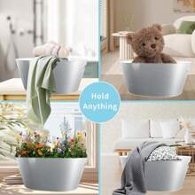 2 pièces Lot de 2 seaux portables en fer galvanisé de 8,5 litres pour boissons de fête, convenant pour les anniversaires, mariages, fêtes de piscine, bars, camping en plein air. - Argent - Voir 4