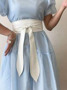 1pc Women Wide Belt, Decorative Tied Waist Cincher For Dress