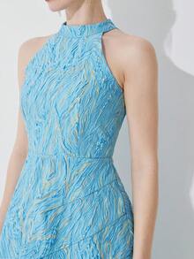 优雅提花女式无袖派对礼服，婚礼宾客礼服，适合鸡尾酒会 - 彩色 - 查看 4