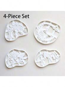 1/4 Pcs Dinosaur Biscuit Cutting Knife Dinosaur Skeleton Fossil Biscuit Cutting Knife Stegosaur Triangular Keel Fossil Mold For Stamp Baking Dinosaur Biscuit Enthusiasts (Designs: Tyrannosaurus Rex, Stegosaurus, Triceratops, And Long Neck)