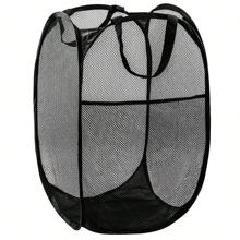 Collapsible Mesh Pop Up Hamper With Wide Opening And Side Pocket – Breathable, Sturdy, Foldable, And Space-Saving Design For Clothes And Storage.