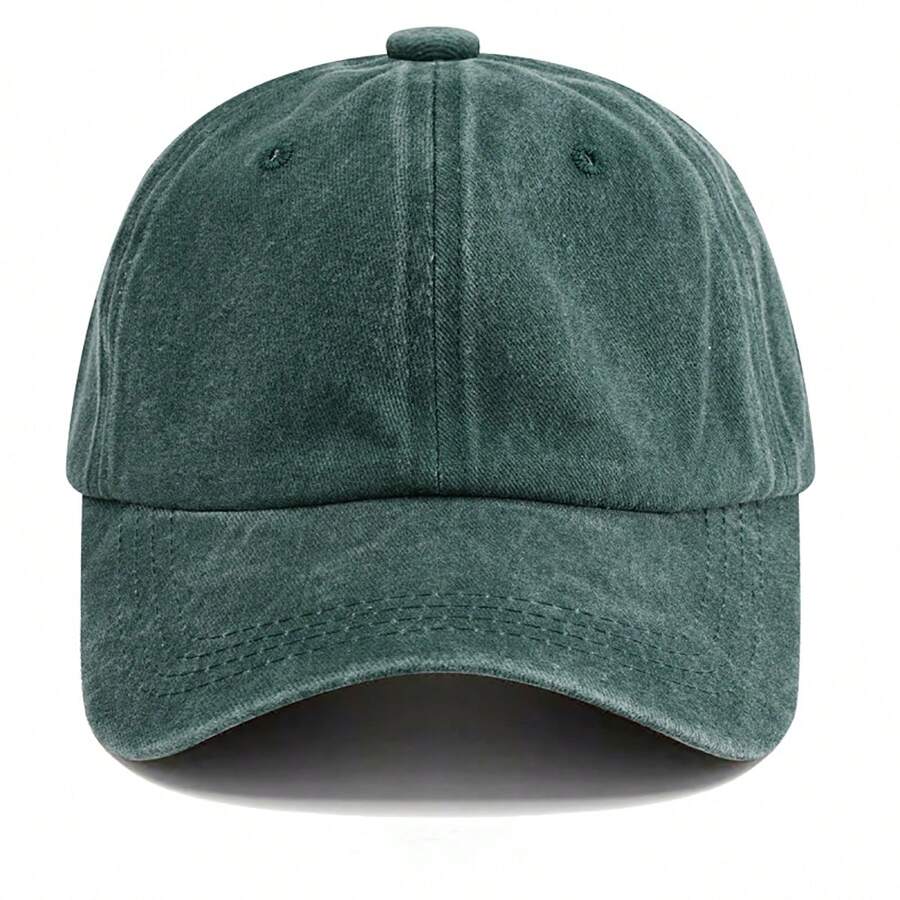 Women's Casual Washed Vintage Baseball Cap - Army Green - View 1