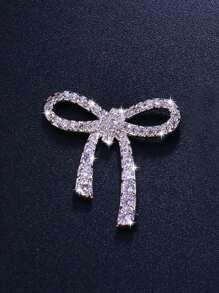 1pc Fashionable Minimalist Personalized Bow Rhinestone Copper Metal Earrings, Versatile Accessory For Parties And Events