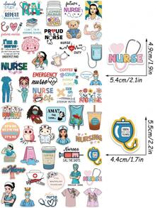 50 Stücke Krankenschwester Aufkleber für Laptop, Gepäck, Telefon, Notizbuch, Kühlschrank, wasserfest, DIY Dekorationsaufkleber