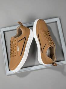 2025 New Men's Sports Shoes, Men's Fashionable And Handsome Casual Shoes, Lace Up Men's Shoes, Skateboarding Shoes, Men's Sneakers, Personalized Street Men's Shoes - Brown - View 2