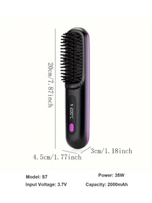 无线直发梳，便携式负离子热刷，USB 充电，3 种温度设置，防烫，适合旅行和日常使用，女性礼物 - 彩色 - 查看 12