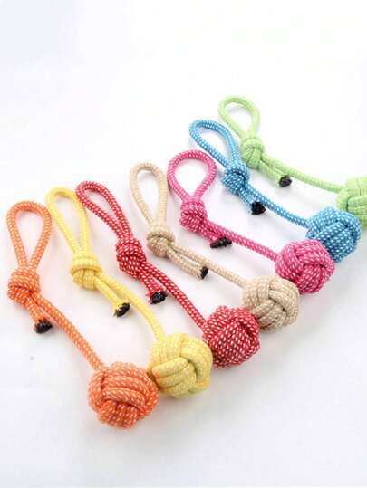 Slumpmässig färgad bomullsrep flätad tuggleksak, tandrengöring interaktiv husdjursleksak lämplig för medelstora och små hundar